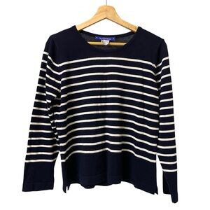 Irresistibles navy + white striped long sleeve preppy casual minimal top Large